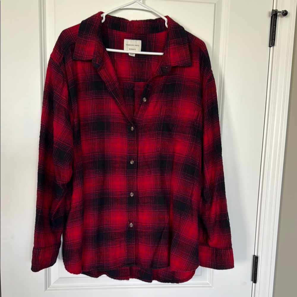 American Eagle Outfitters Red and Black Plaid Shirt